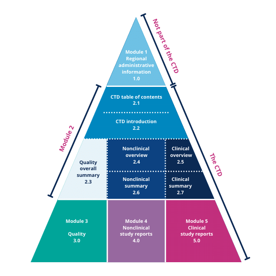 The CTD triangle - The Common Technical Document is organized into five modules - The key role of Regulatory Affairs in the Pharmaceutical industry: from drug development to commercialization - QbD